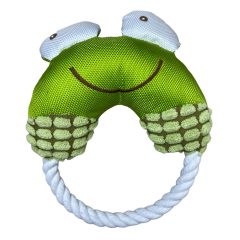   PrincePet zöld béka alakú kutyajáték kötéllel, csipogó hanggal